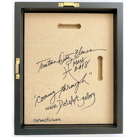 Coming Through Original Art Encaustic Wax Signed Painting Black Frame 9x11in - Picture 7 of 7